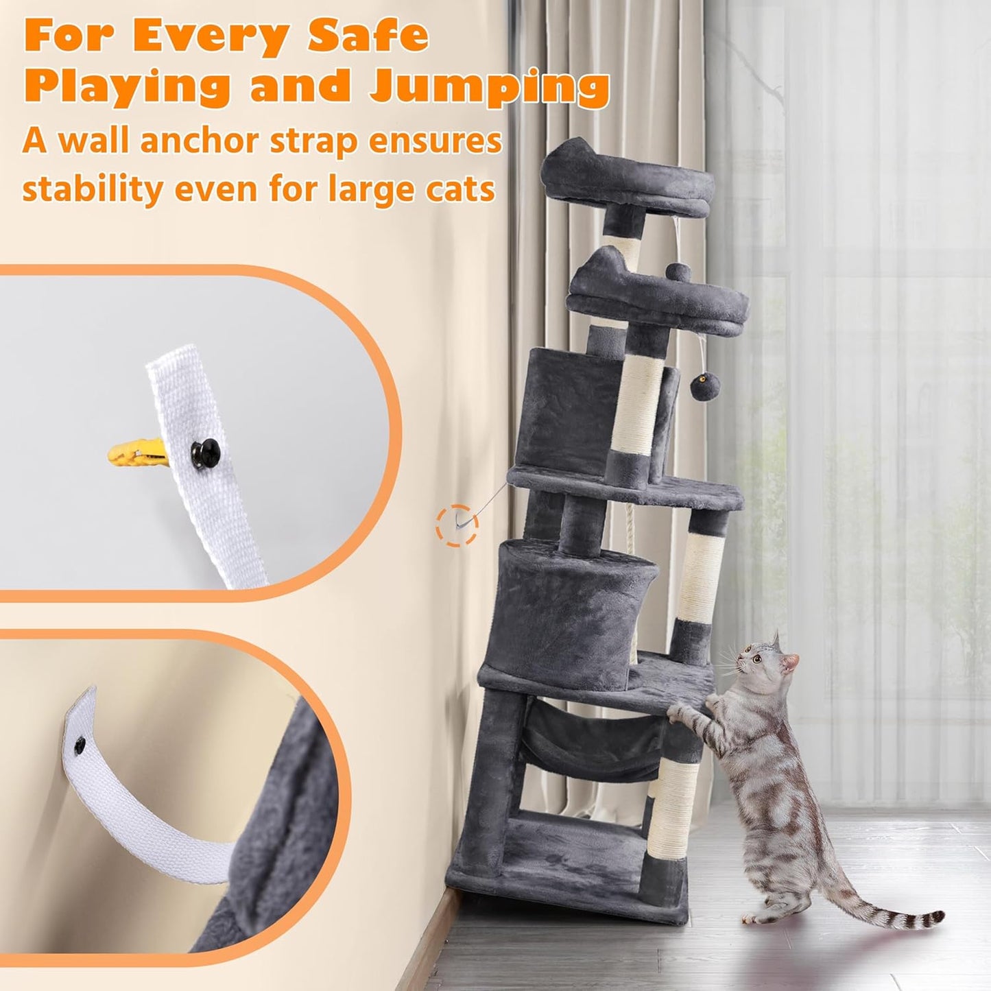 "VittaPets Horizon Grand Tower – 62.5" Multi-Level Cat Sanctuary & Activity Center