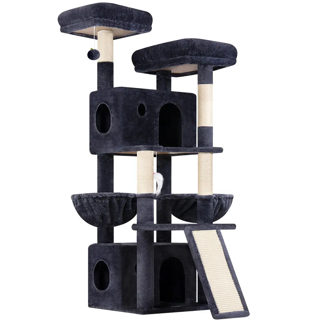 Premium 64" Multi-Level Cat Tower – Heavy-Duty Architectural Tree with Luxury Hammocks & Condo