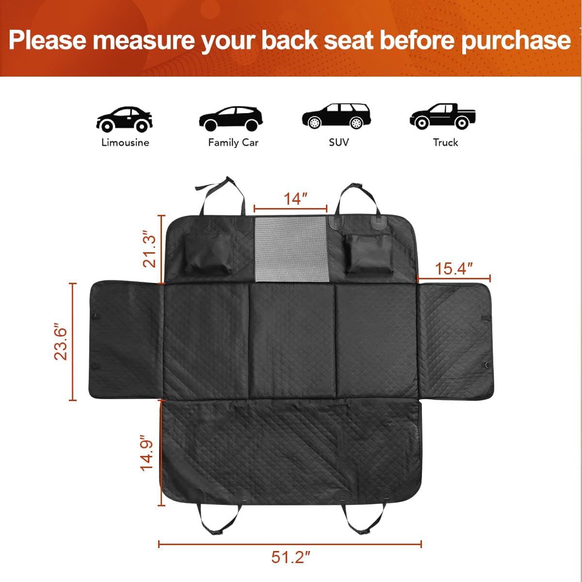 "VittaPets Horizon Hard-Base Car Hammock – Orthopedic Travel Extender & Backseat Protector
