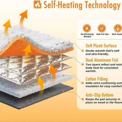 Thermal Self-Heating Cat Bed – Eco-Friendly Double-Layer Warming Mat with Washable Cover
