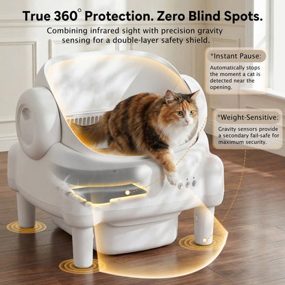 Smart Open-Top Self-Cleaning Litter Box – Automatic Cat Litterbox with Health Tracking & App Control