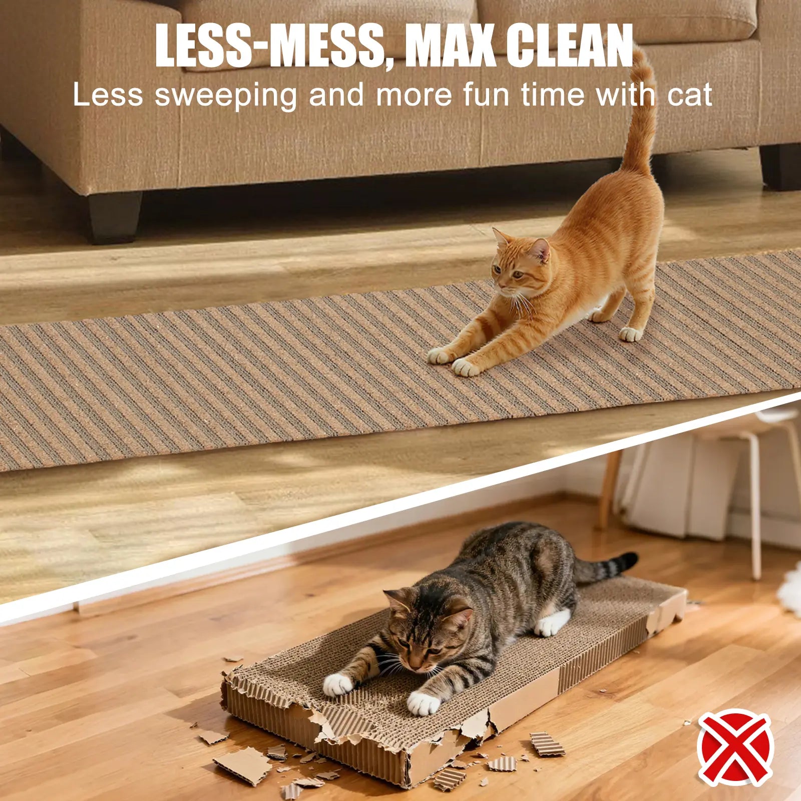 Premium Natural Cork Cat Scratcher – Trimmable Furniture Protector & Wall Guard with 3M Adhesive