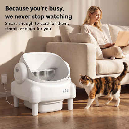 Smart Open-Top Self-Cleaning Litter Box – Automatic Cat Litterbox with Health Tracking & App Control