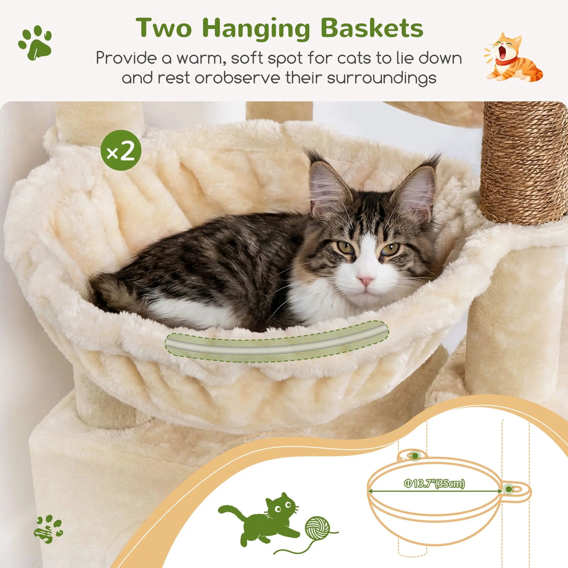Premium 64" Multi-Level Cat Tower – Heavy-Duty Architectural Tree with Luxury Hammocks & Condo