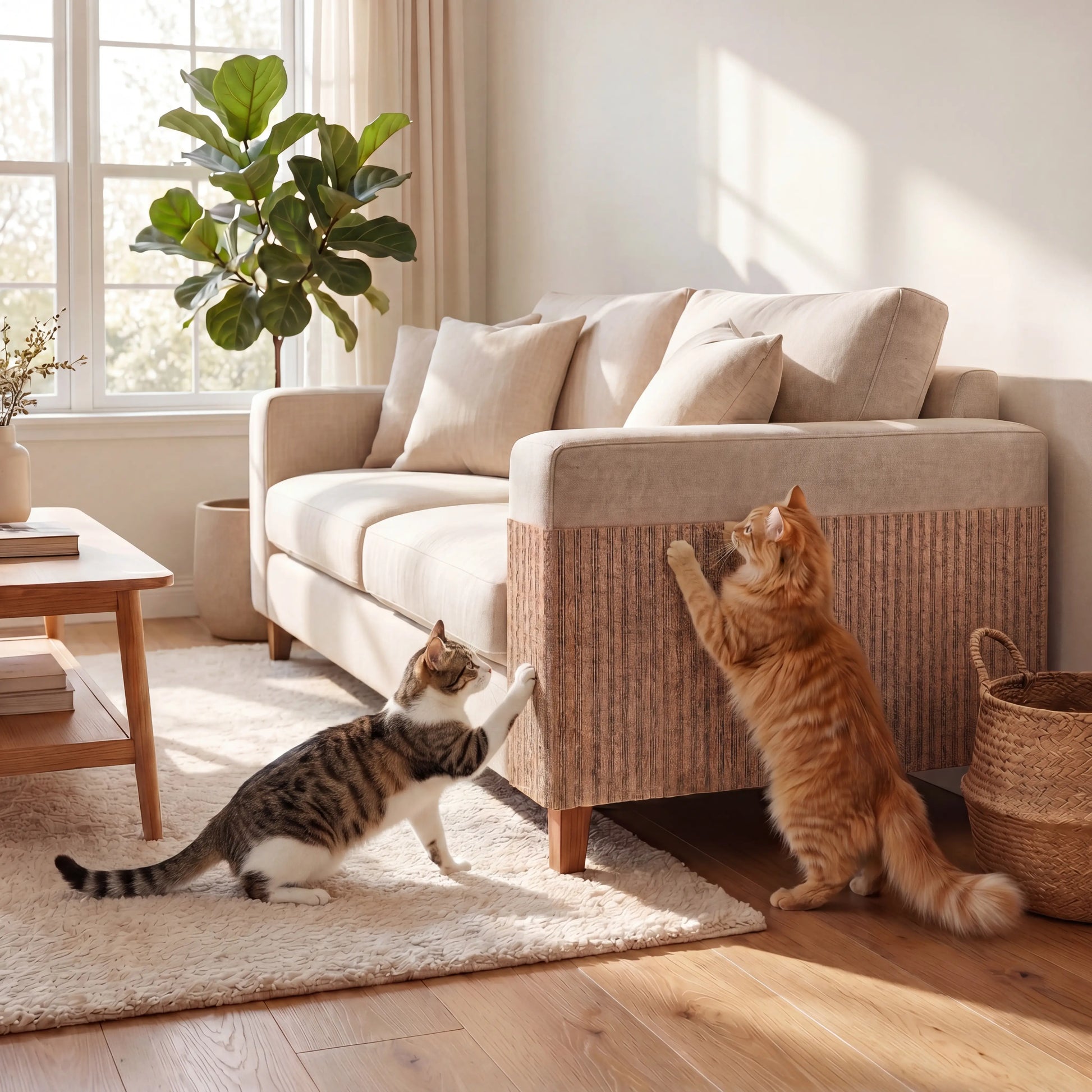 Premium Natural Cork Cat Scratcher – Trimmable Furniture Protector & Wall Guard with 3M Adhesive