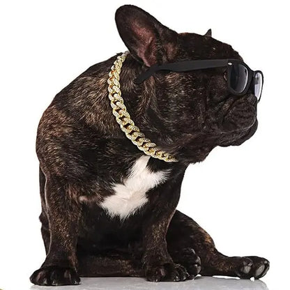 Premium Cuban Link Dog Collar – Elegant Rhinestone Metal Chain for Pets