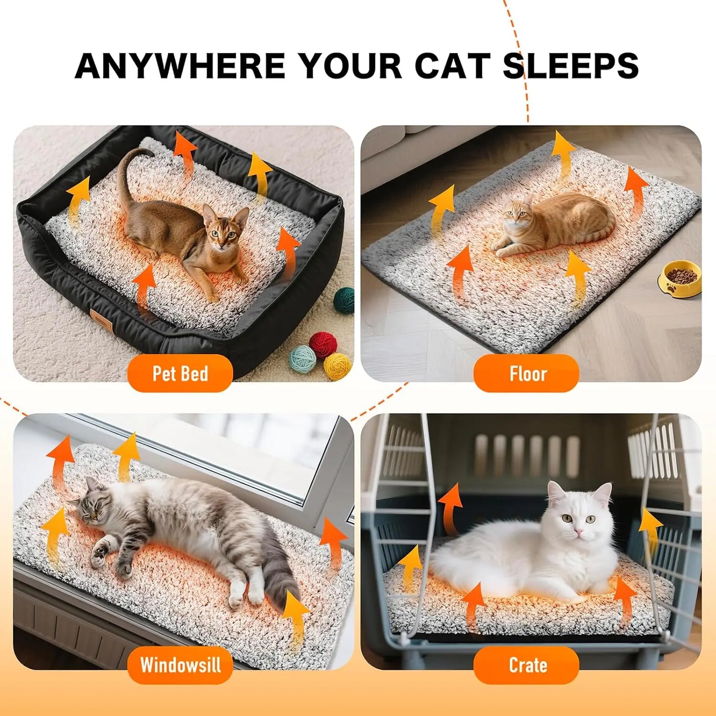 Thermal Self-Heating Cat Bed – Eco-Friendly Double-Layer Warming Mat with Washable Cover