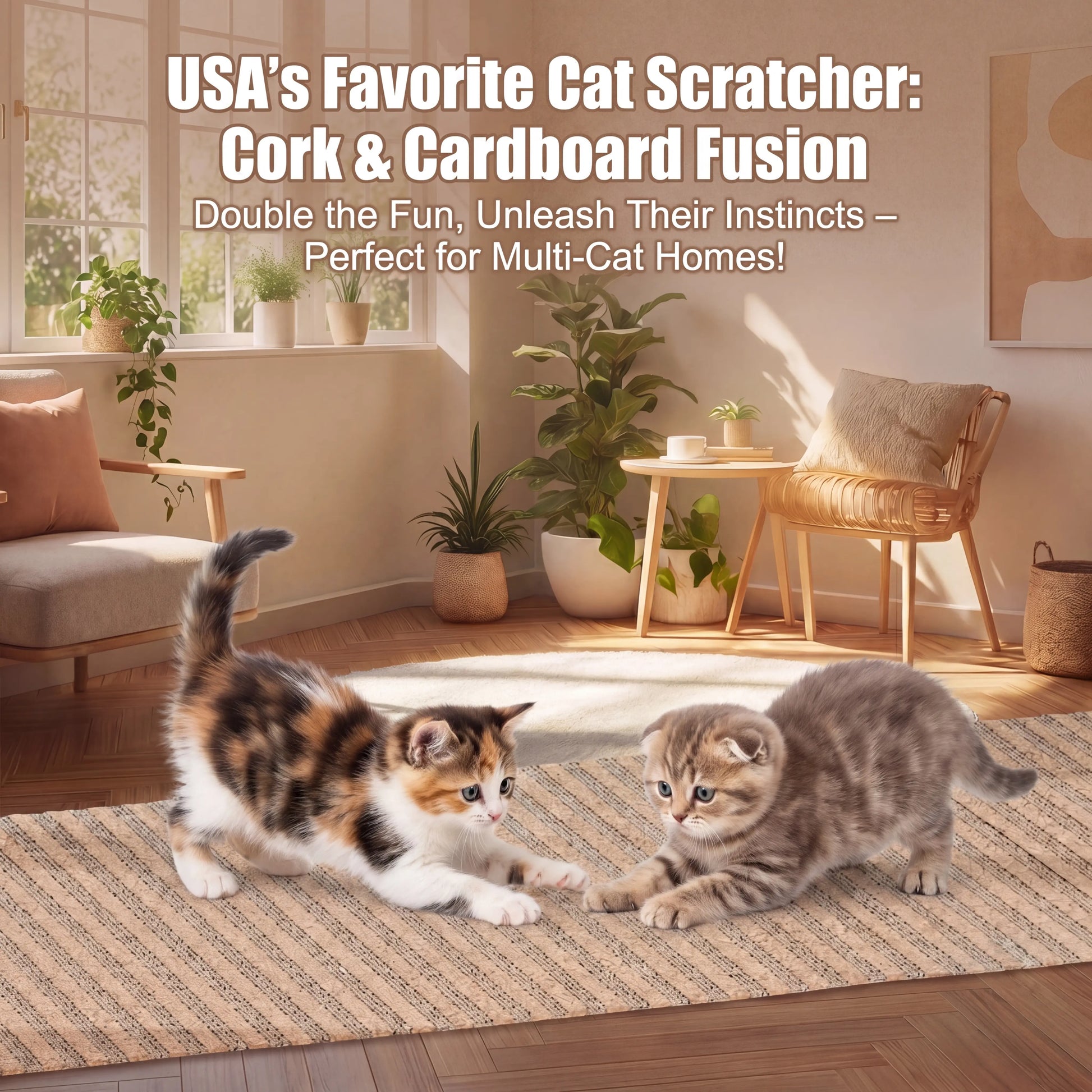 Premium Natural Cork Cat Scratcher – Trimmable Furniture Protector & Wall Guard with 3M Adhesive