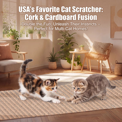 Premium Natural Cork Cat Scratcher – Trimmable Furniture Protector & Wall Guard with 3M Adhesive