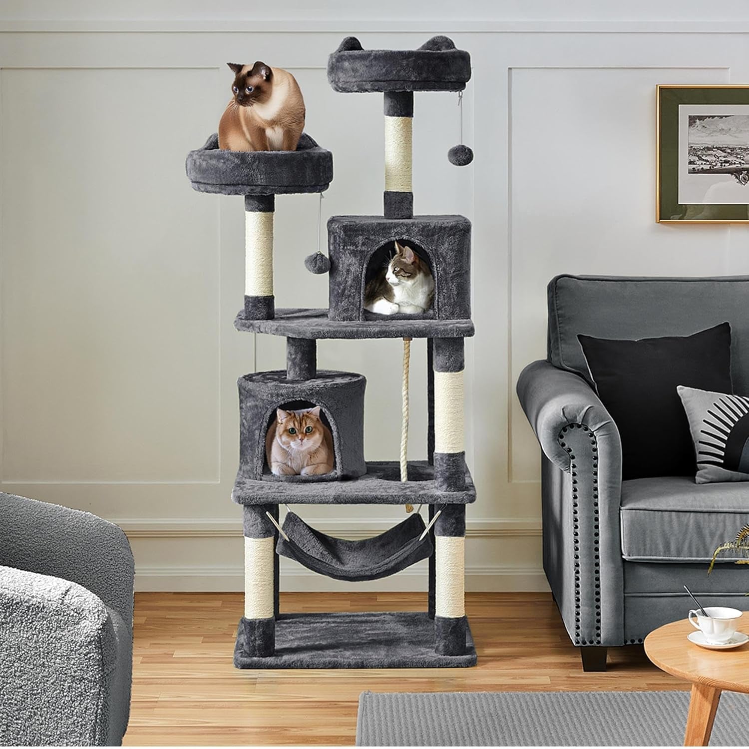 "VittaPets Horizon Grand Tower – 62.5" Multi-Level Cat Sanctuary & Activity Center