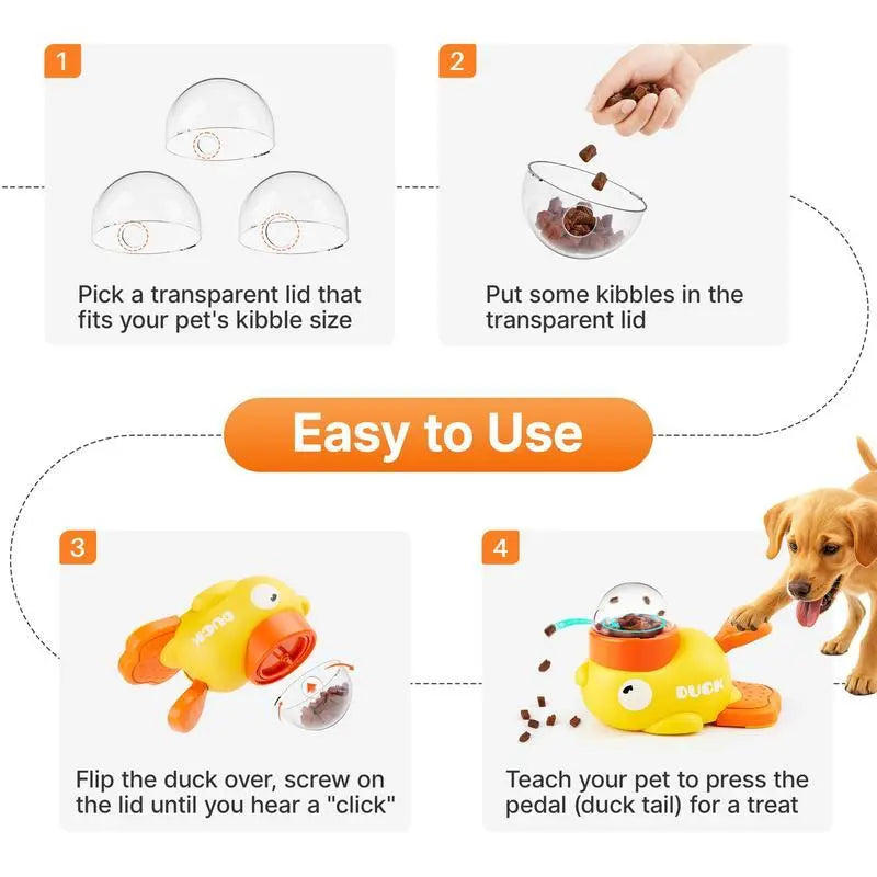Smart Interactive Duck Toy – Automatic Balance Treat Dispenser & Slow Feeder for Cats