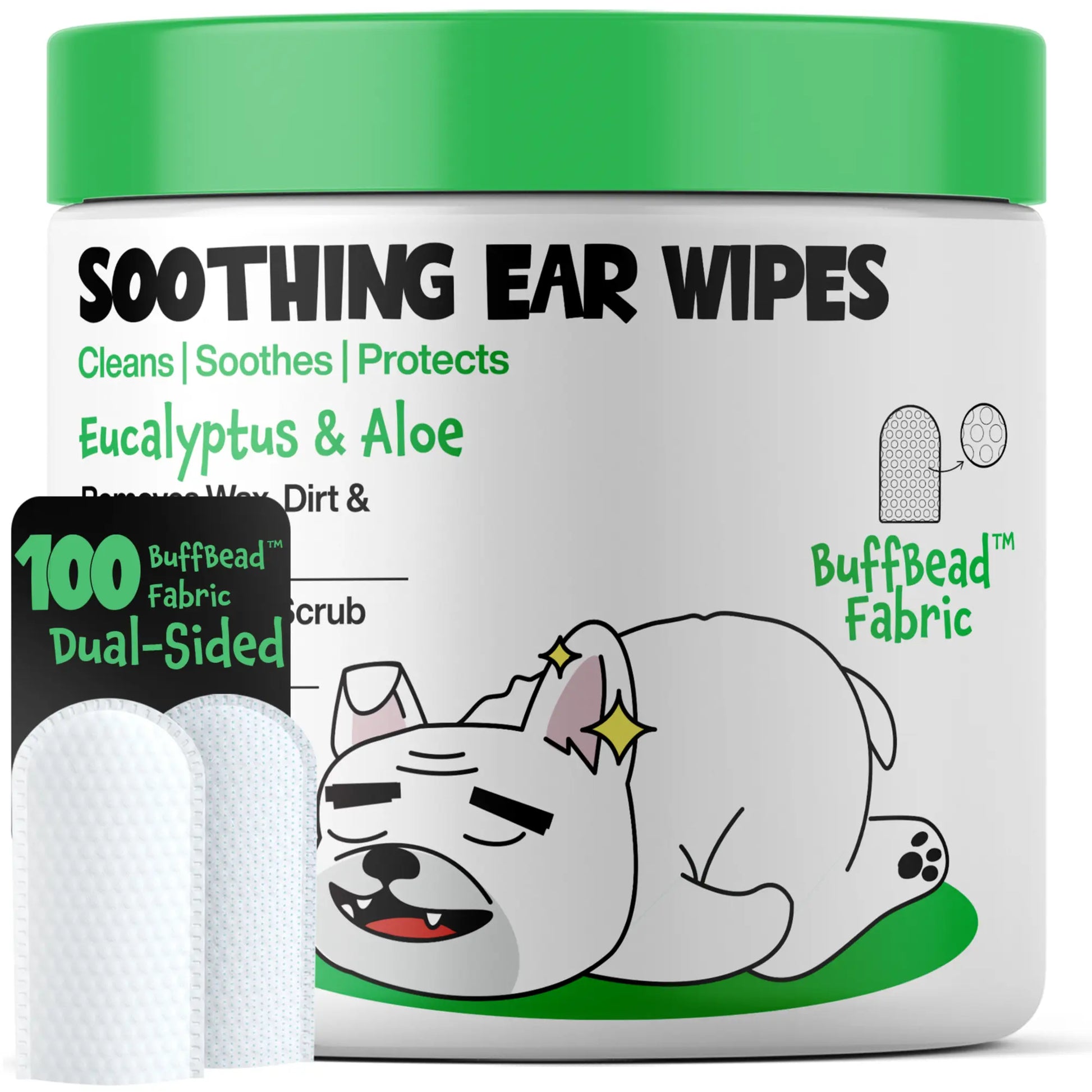 Roofus Premium Dog Ear Wipes – Soothing Eucalyptus & Aloe Cleansing Pads (100 Ct.)