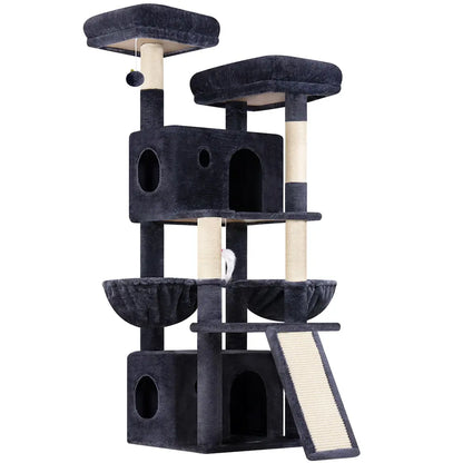 Premium 64" Multi-Level Cat Tower – Heavy-Duty Architectural Tree with Luxury Hammocks & Condo