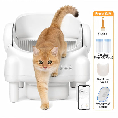 Smart Open-Top Self-Cleaning Litter Box – Automatic Cat Litterbox with Health Tracking & App Control