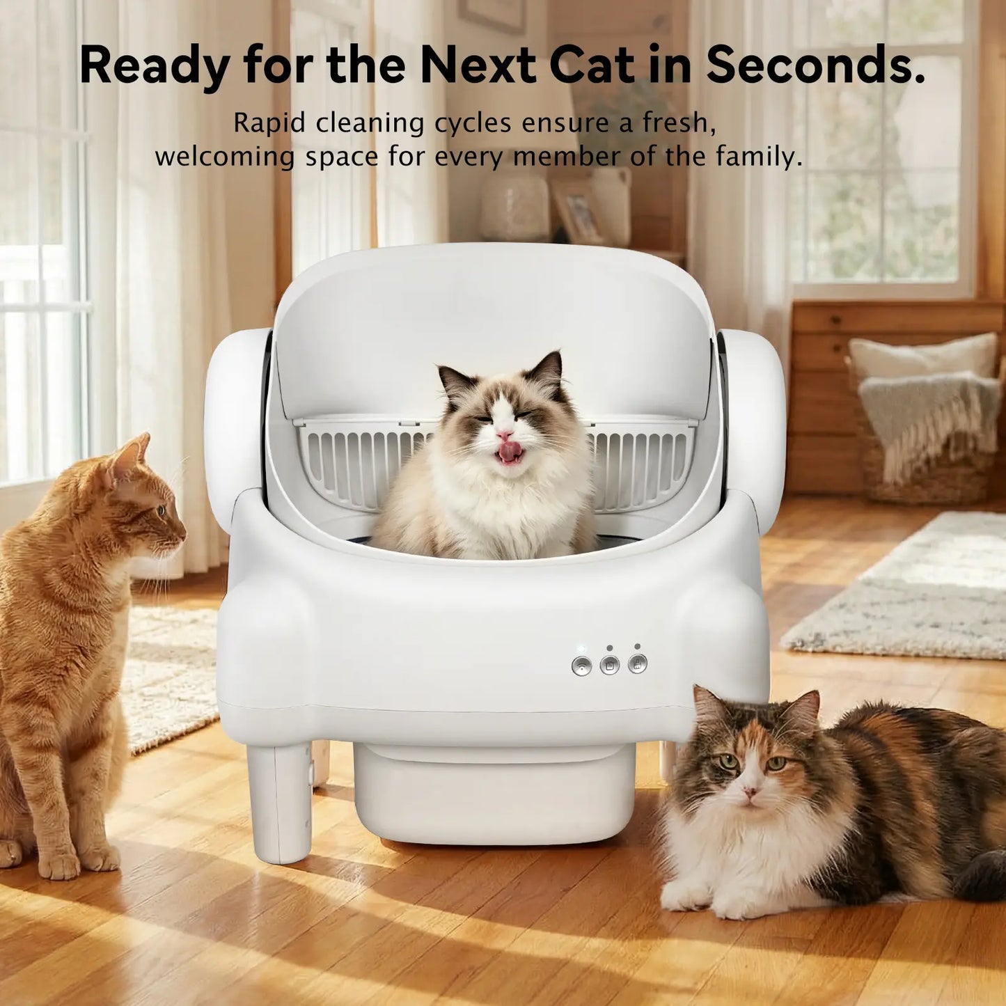 Smart Open-Top Self-Cleaning Litter Box – Automatic Cat Litterbox with Health Tracking & App Control