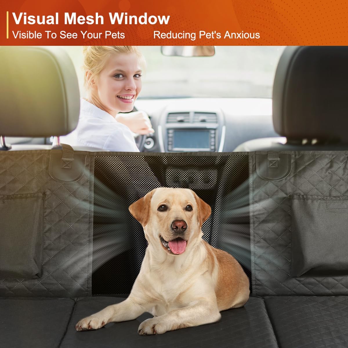 "VittaPets Horizon Hard-Base Car Hammock – Orthopedic Travel Extender & Backseat Protector