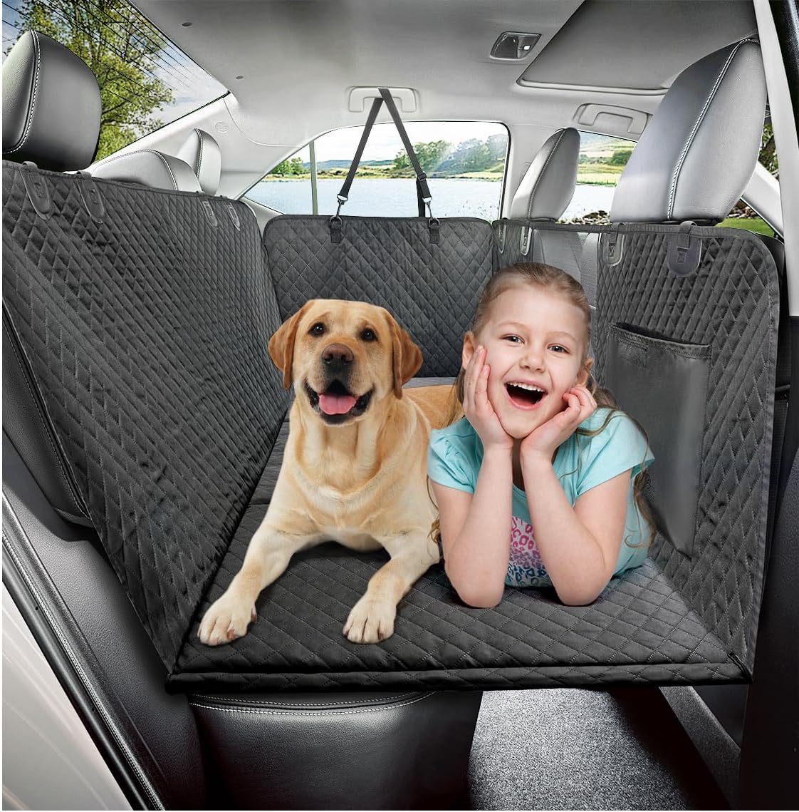 "VittaPets Horizon Hard-Base Car Hammock – Orthopedic Travel Extender & Backseat Protector