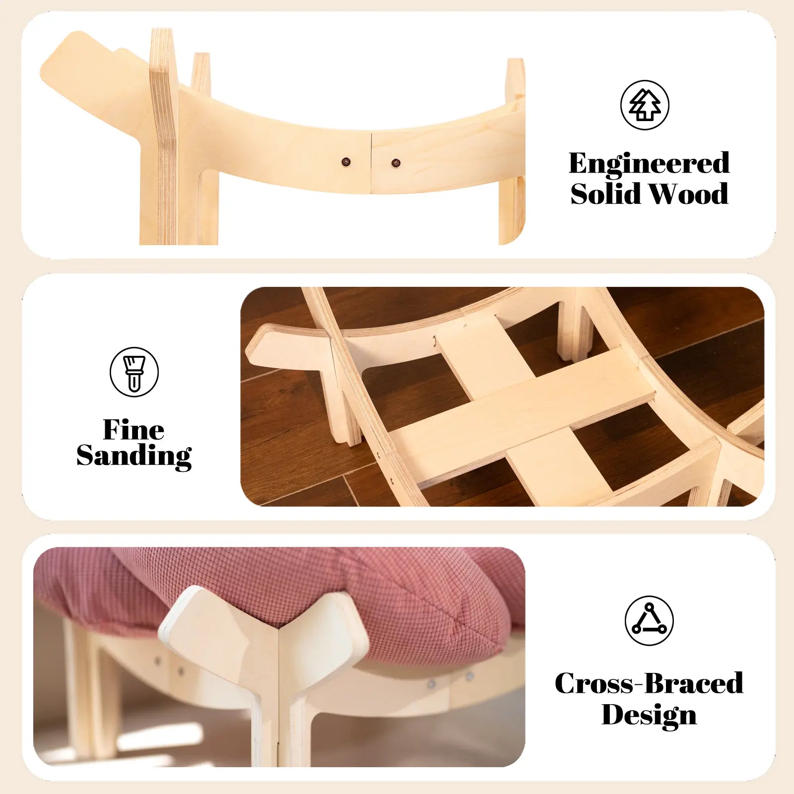Premium Elevated Pet Lounge – Modern Petal-Design Wooden Bed for Cats & Small Dogs