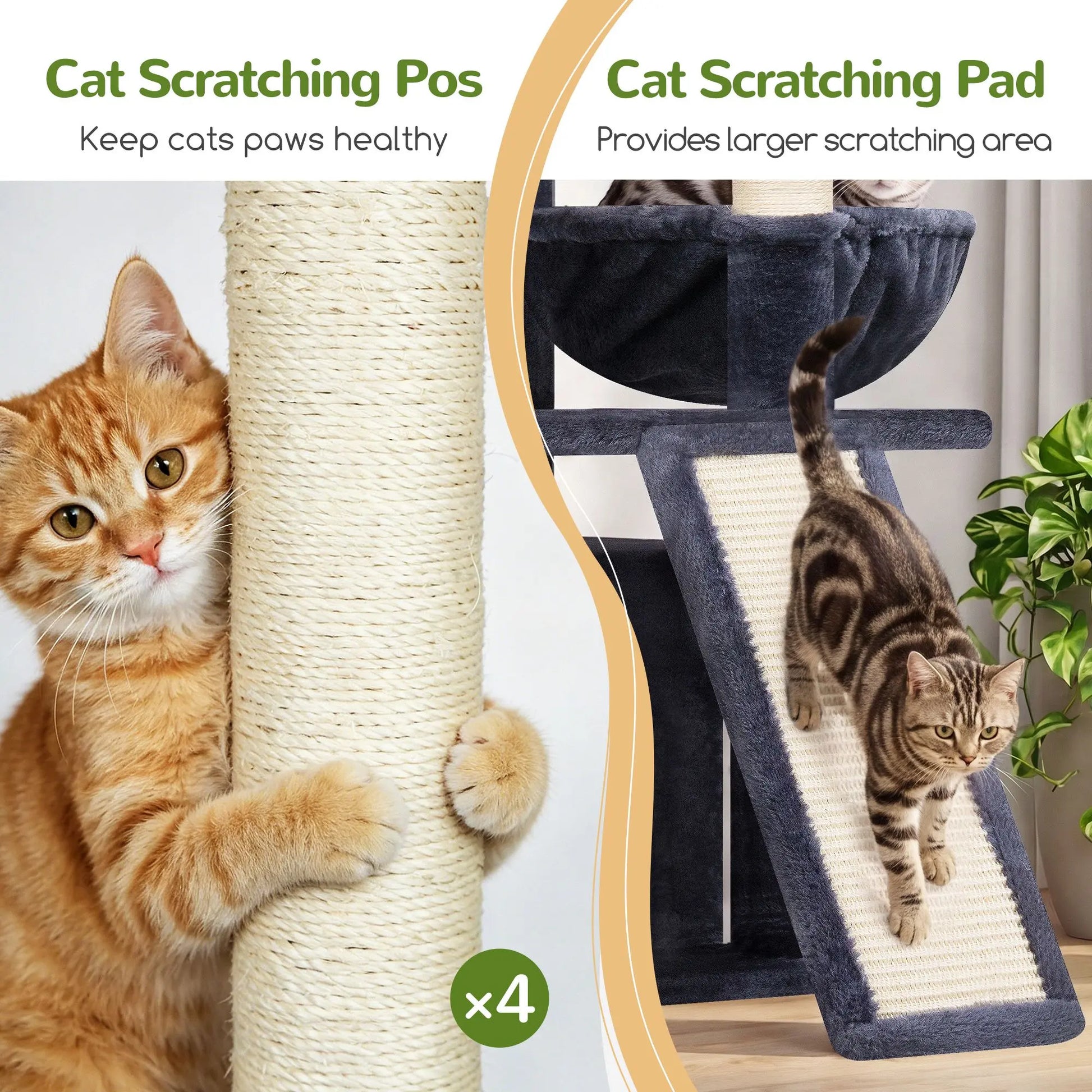 Premium 64" Multi-Level Cat Tower – Heavy-Duty Architectural Tree with Luxury Hammocks & Condo