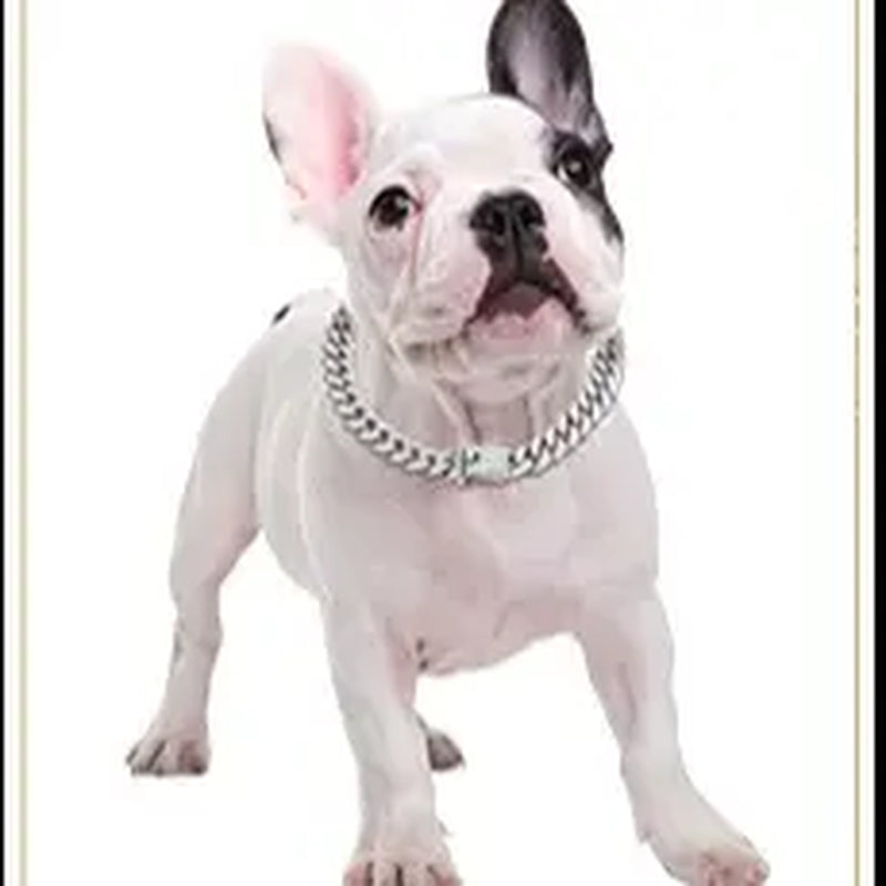 Premium Cuban Link Dog Collar – Elegant Rhinestone Metal Chain for Pets