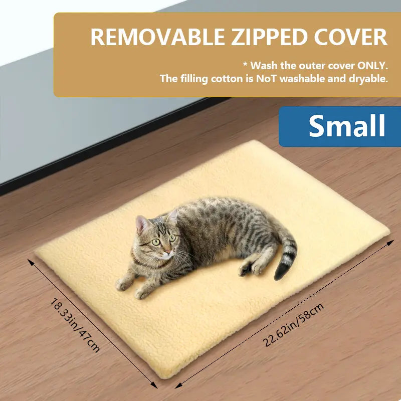 Thermal Self-Heating Cat Bed – Eco-Friendly Double-Layer Warming Mat with Washable Cover