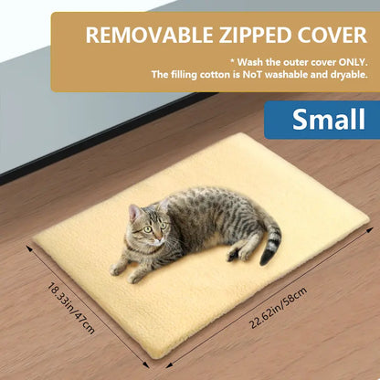Thermal Self-Heating Cat Bed – Eco-Friendly Double-Layer Warming Mat with Washable Cover