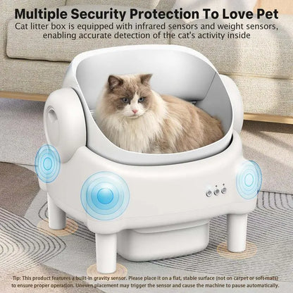 Smart Open-Top Self-Cleaning Litter Box – Automatic Cat Litterbox with Health Tracking & App Control