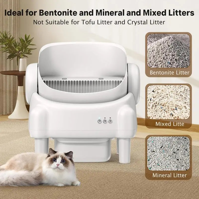 Smart Open-Top Self-Cleaning Litter Box – Automatic Cat Litterbox with Health Tracking & App Control