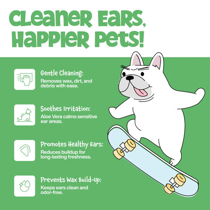 Roofus Premium Dog Ear Wipes – Soothing Eucalyptus & Aloe Cleansing Pads (100 Ct.)