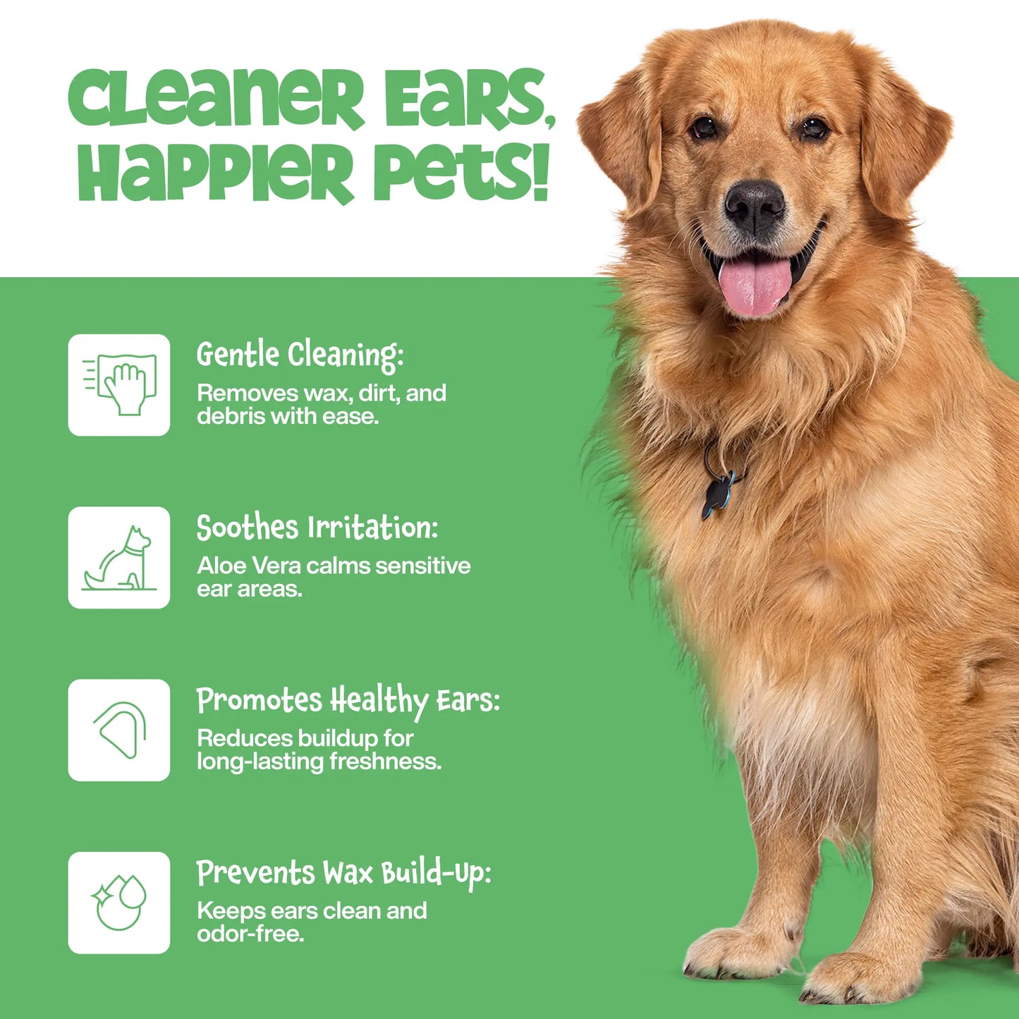 Roofus Premium Dog Ear Wipes – Soothing Eucalyptus & Aloe Cleansing Pads (100 Ct.)