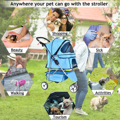"VittaPets Horizon 3-Wheel Stroller – Premium Lightweight Travel Carrier for Pets