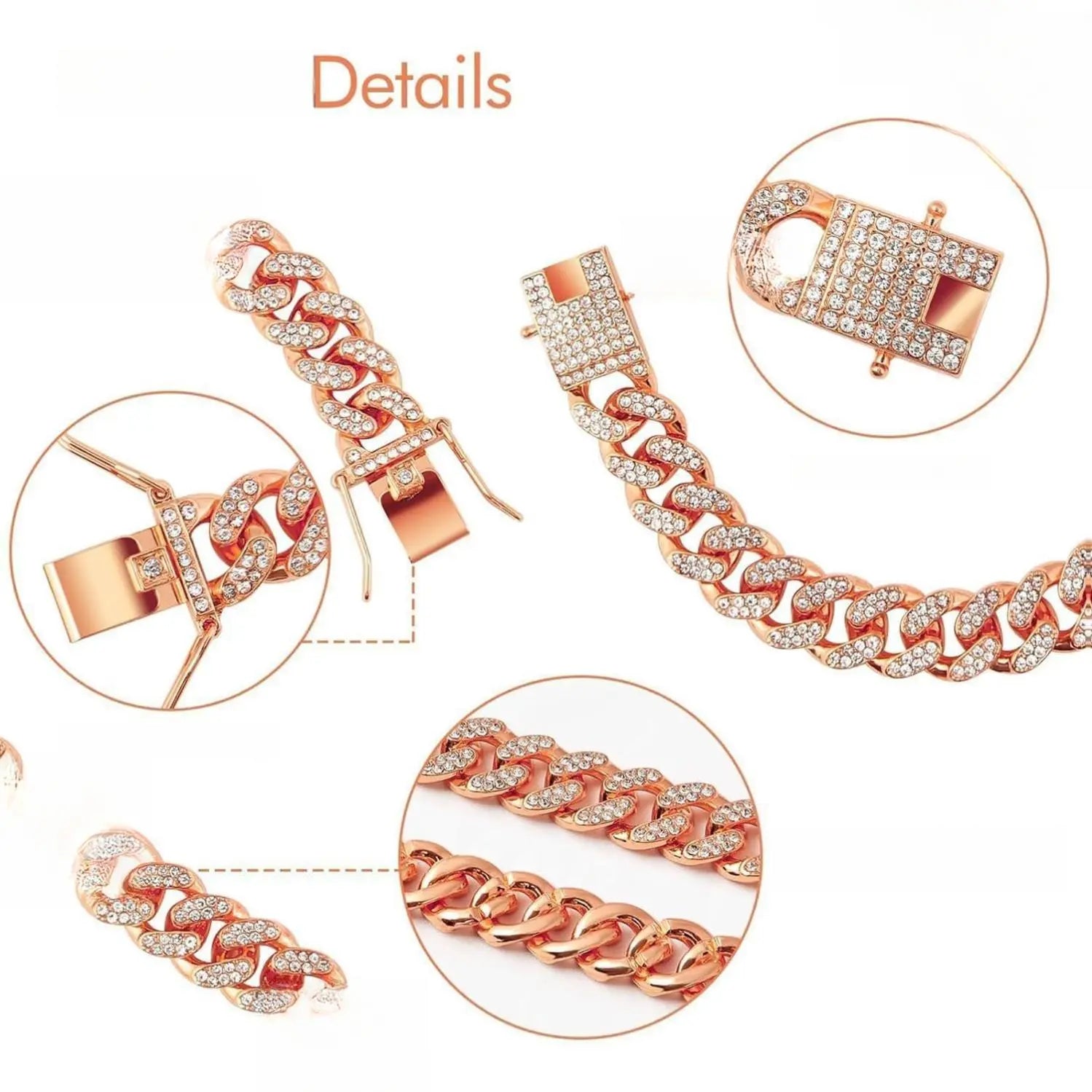 Premium Cuban Link Dog Collar – Elegant Rhinestone Metal Chain for Pets