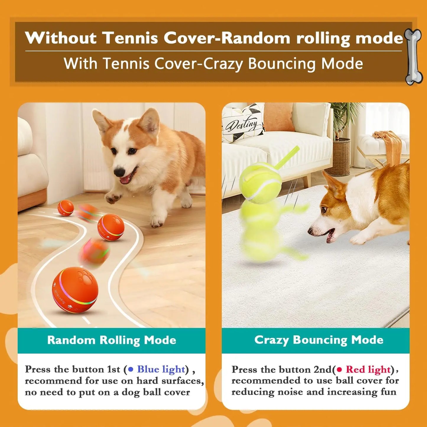 Smart Motion-Activated Dog Ball – Interactive Automatic Rolling & Bouncing Toy