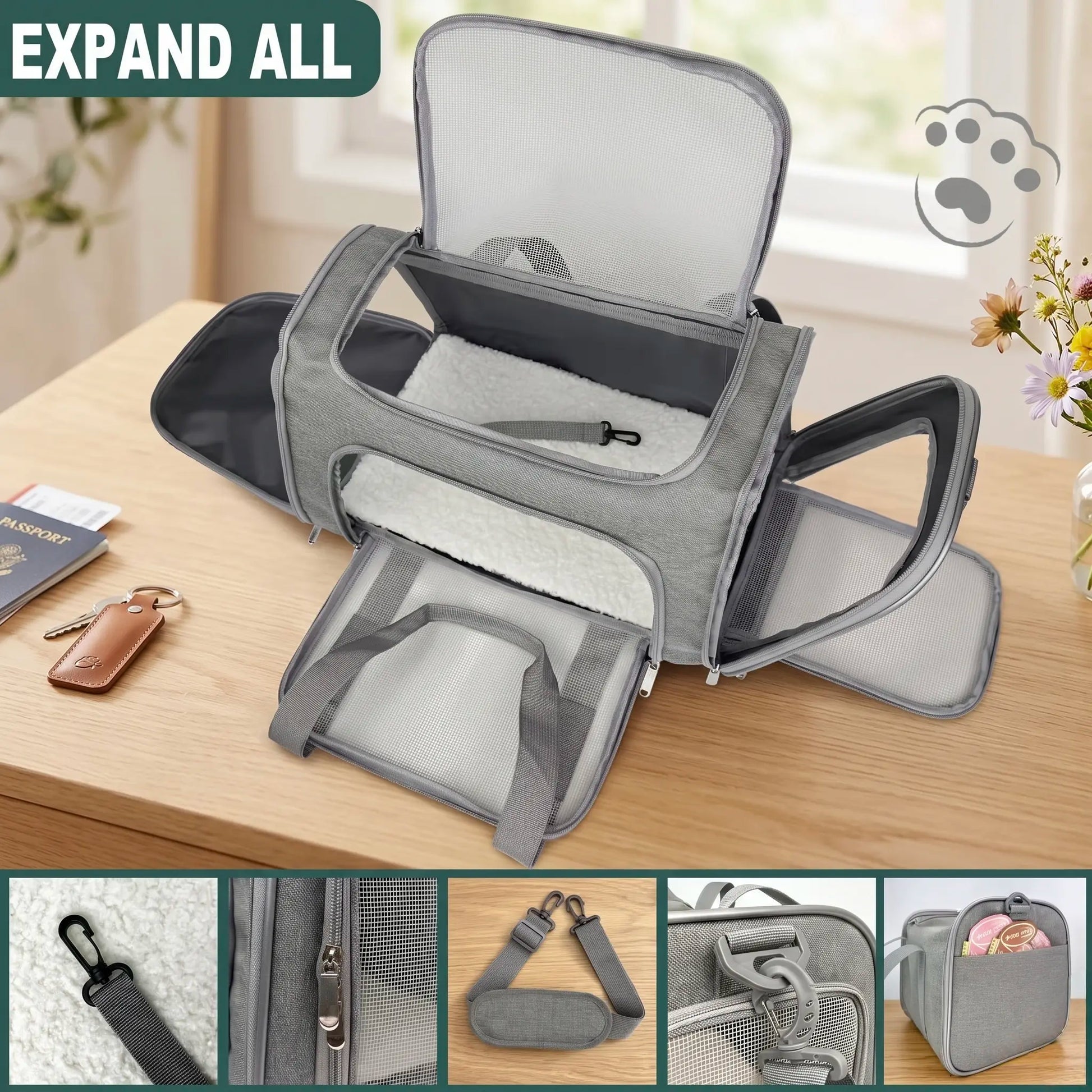 Premium Airline-Approved Pet Carrier – Foldable Breathable Travel Bag for Cats & Small Dogs