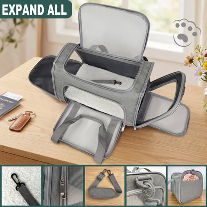Premium Airline-Approved Pet Carrier – Foldable Breathable Travel Bag for Cats & Small Dogs