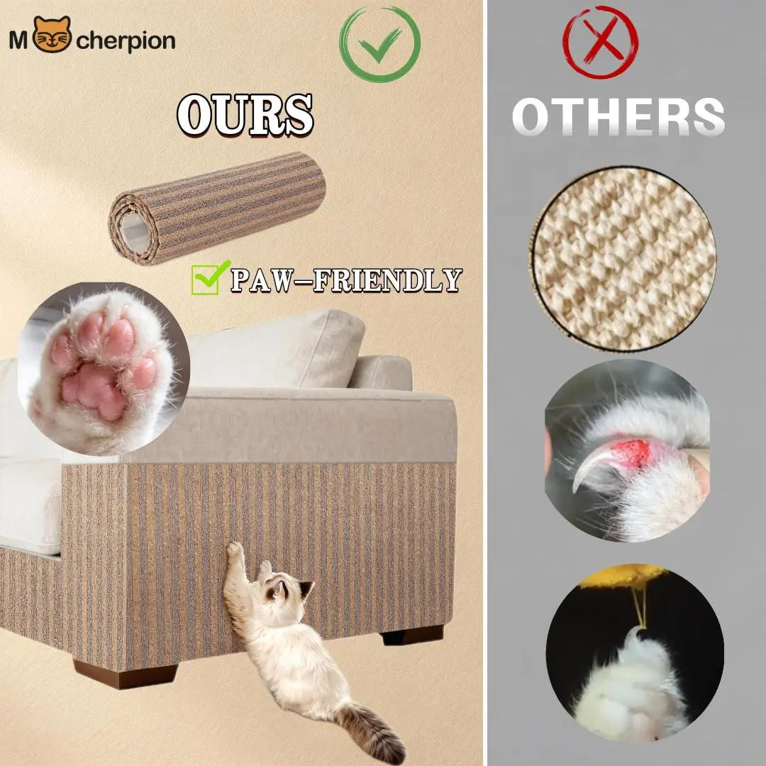 Premium Natural Cork Cat Scratcher – Trimmable Furniture Protector & Wall Guard with 3M Adhesive