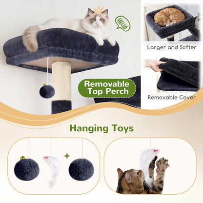 Premium 64" Multi-Level Cat Tower – Heavy-Duty Architectural Tree with Luxury Hammocks & Condo