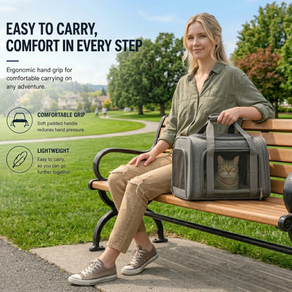 Premium Airline-Approved Pet Carrier – Foldable Breathable Travel Bag for Cats & Small Dogs