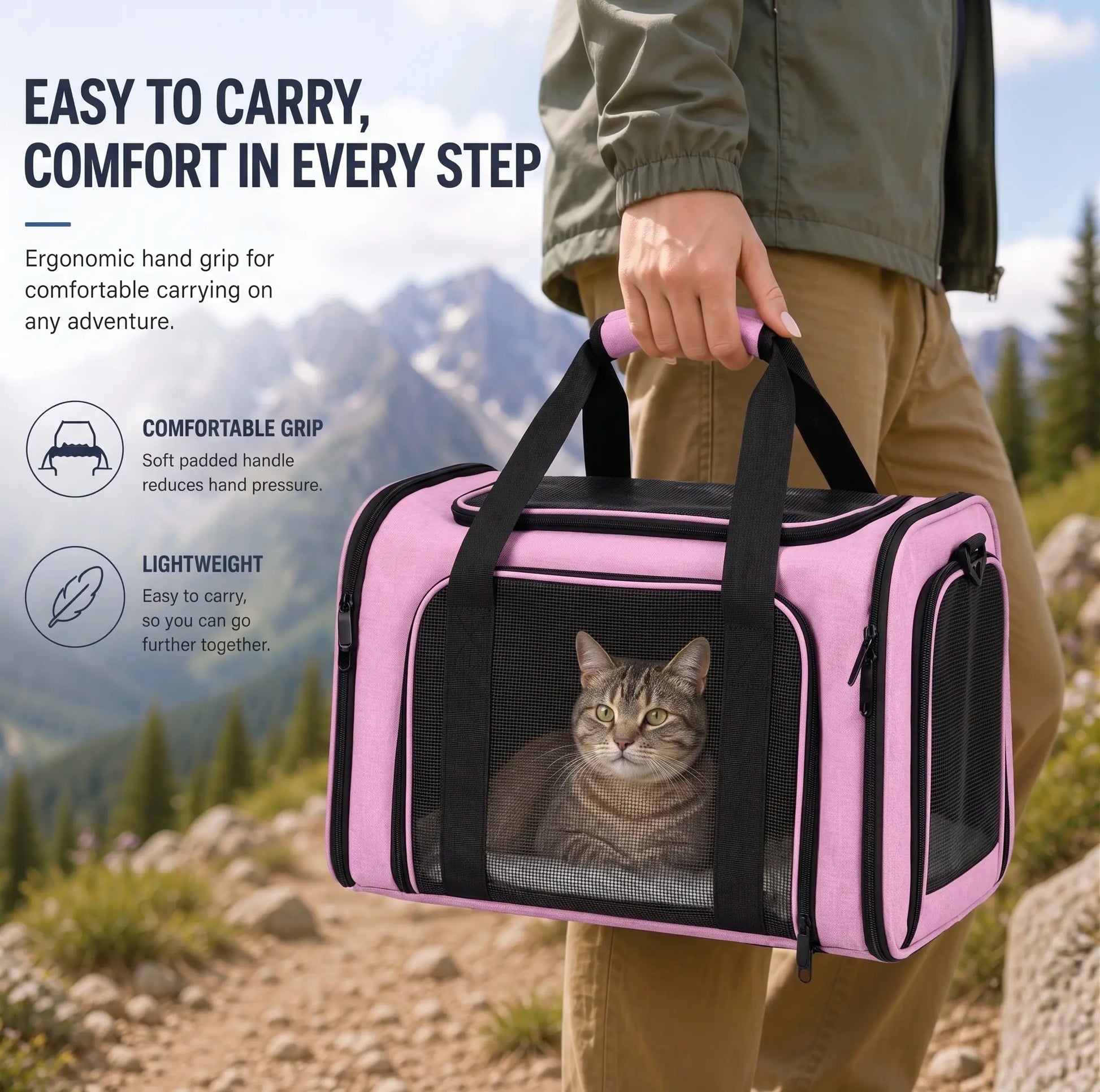 Premium Airline-Approved Pet Carrier – Foldable Breathable Travel Bag for Cats & Small Dogs