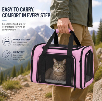 Premium Airline-Approved Pet Carrier – Foldable Breathable Travel Bag for Cats & Small Dogs