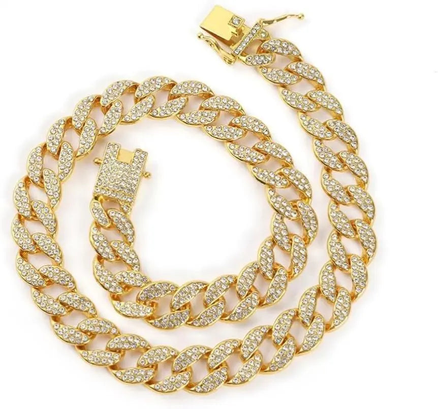 Premium Cuban Link Dog Collar – Elegant Rhinestone Metal Chain for Pets