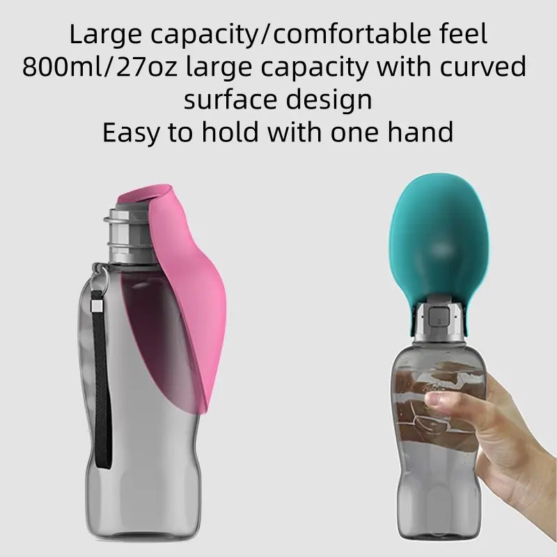 Premium Ergonomic Pet Travel Bottle – 27oz Large Capacity Leak-Proof Water Cup with Flip Lid