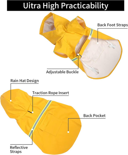 Premium Waterproof Dog Raincoat – Lightweight Breathable Slicker with Reflective Safety Strips